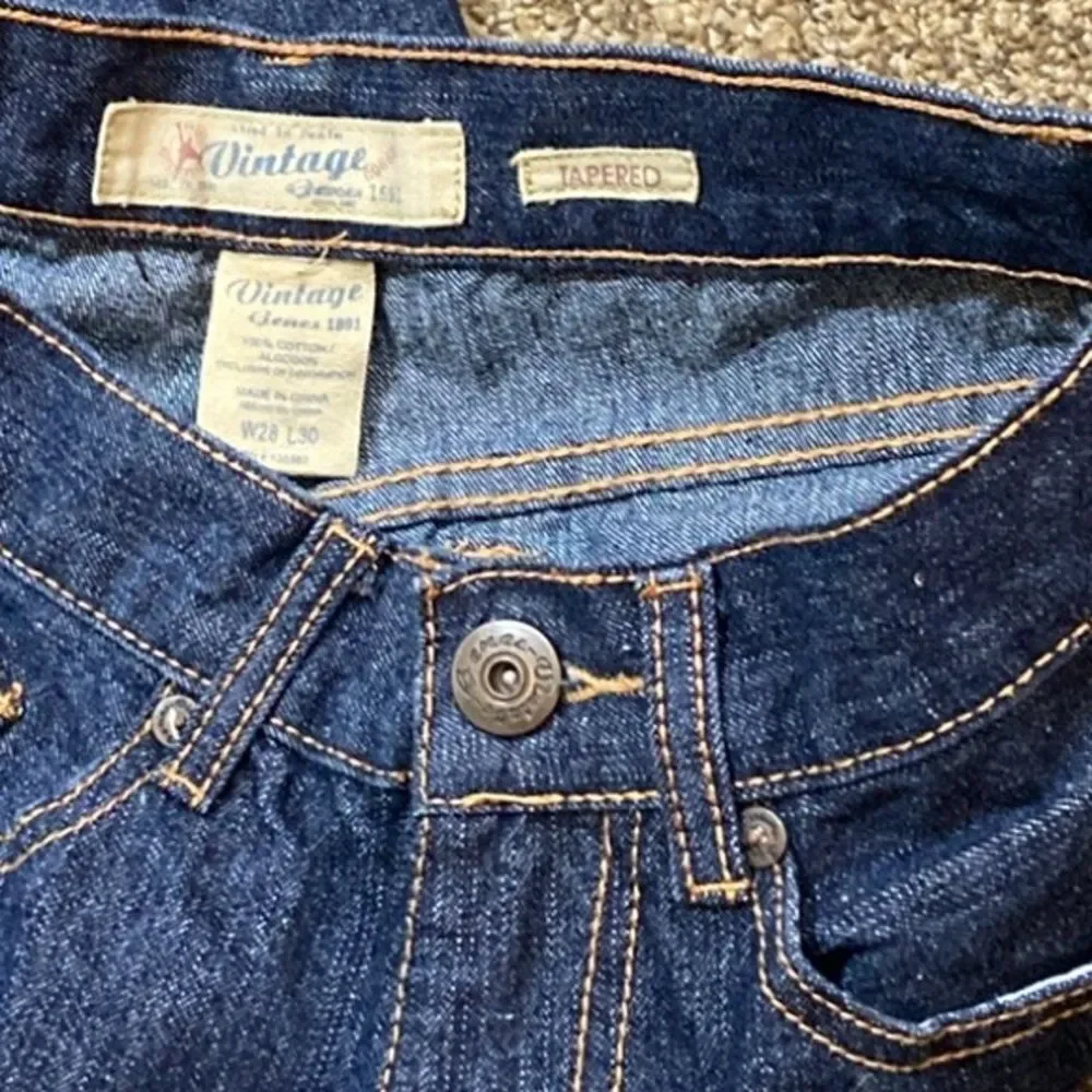 Vintage Genes 1891 💯 Cotton Tapered Indigo Blue Denim Jeans Men’s Size W28/L30